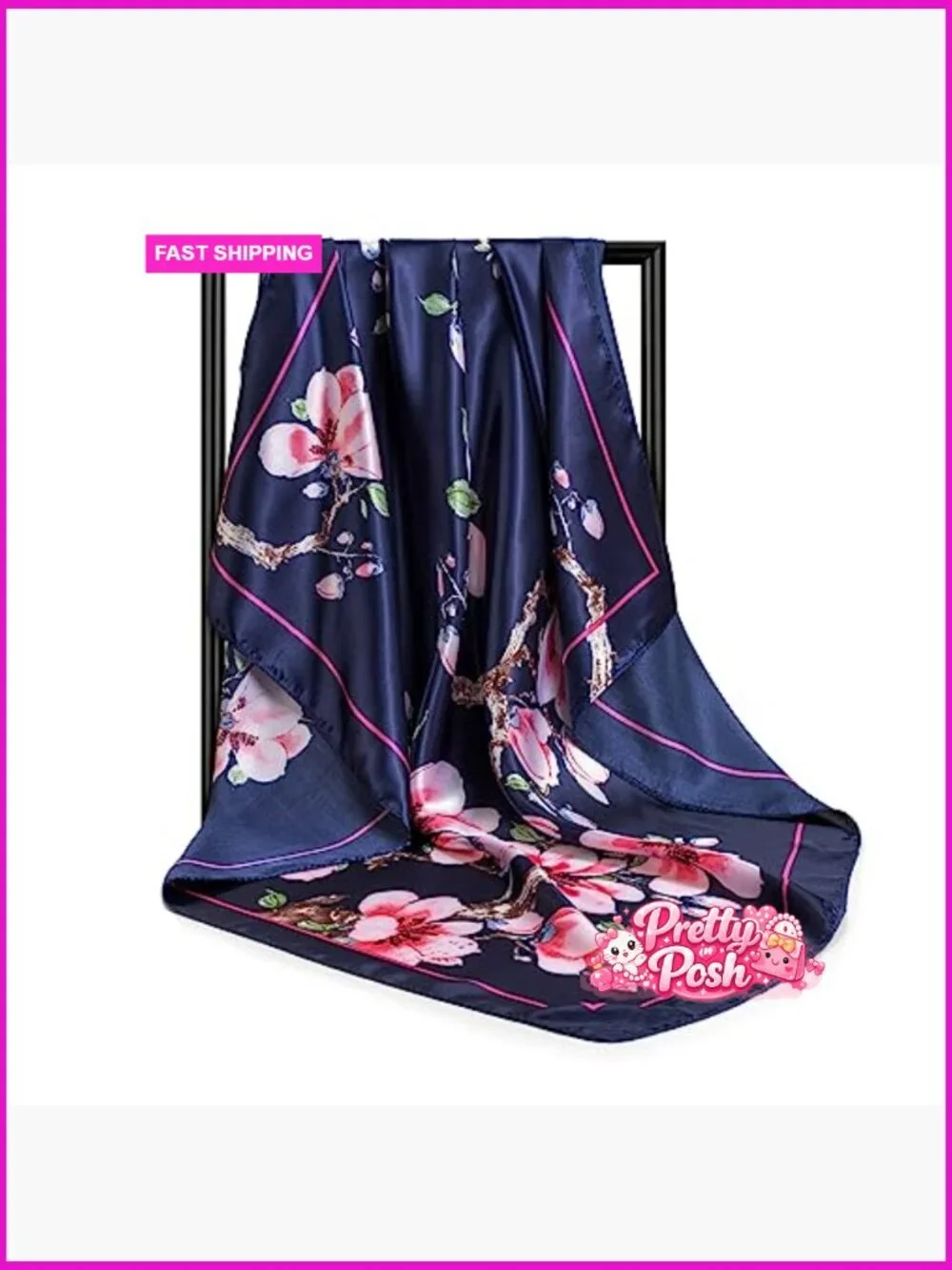 Large Square Satin Head Scarf - 4Pcs Polyester Silk Feeling Fabric